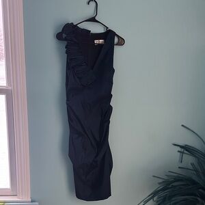 Betsy & Adam One Shoulder Navy Blue Dress